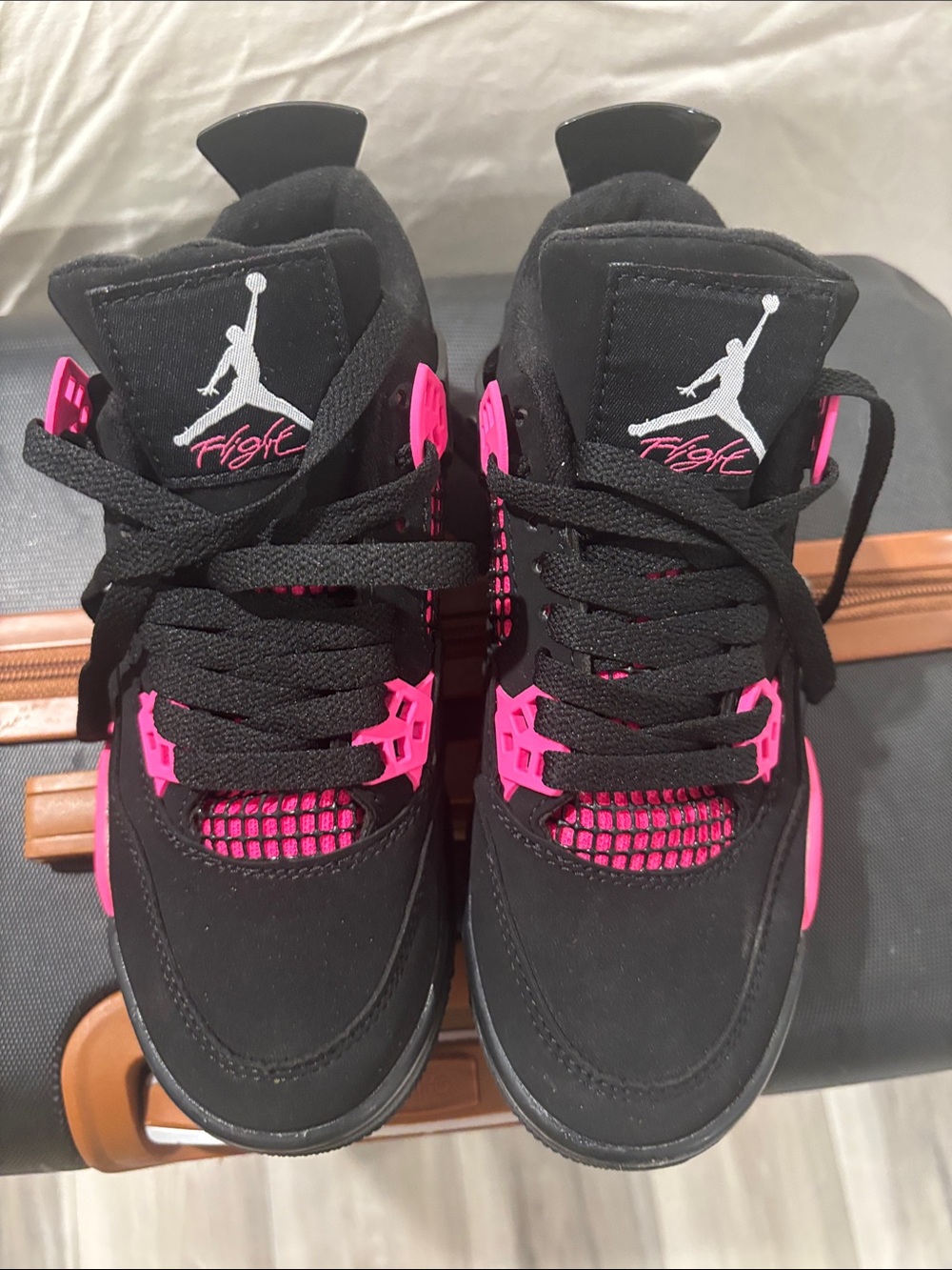 Jordan Kids Black and Pink Retro Sneakers